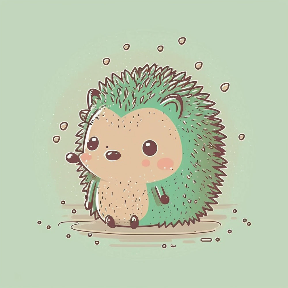 Green Cartoon Hedgehog Paint by Numbers