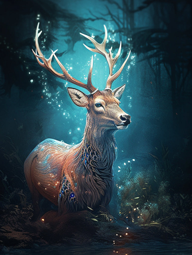 Glowing Deer in the Woods Paint by Numbers