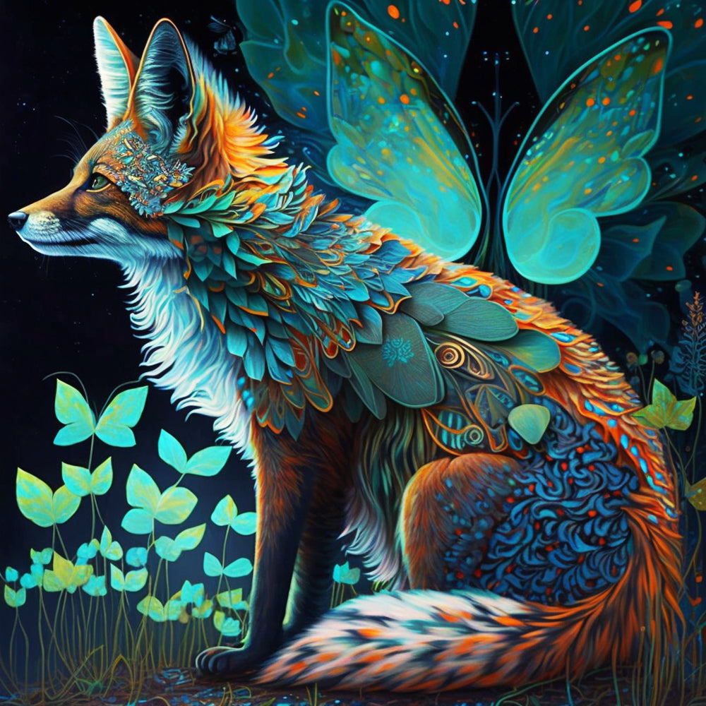 Glowing Fox and Leaves Paint by Numbers