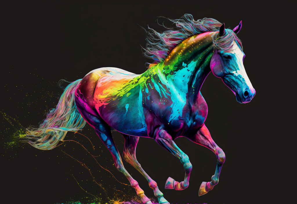 Colorful Horse Running in Dark Paint by Numbers