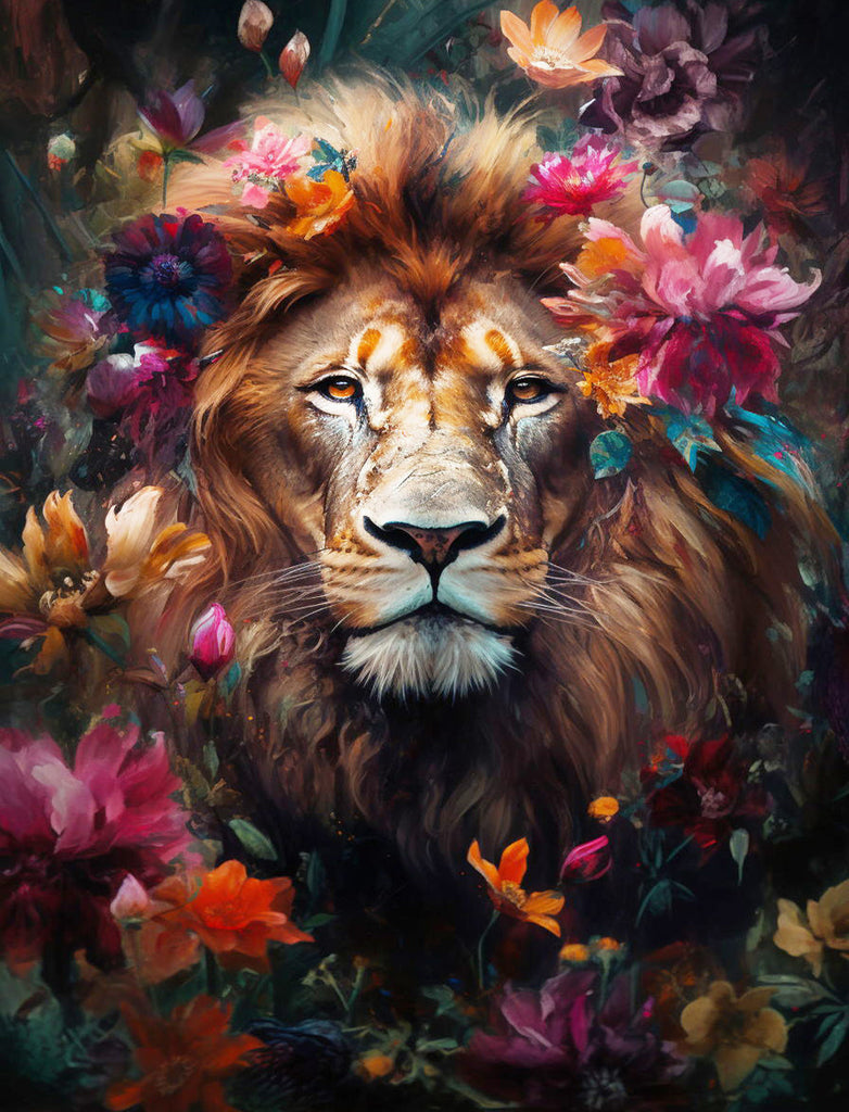 Lion and Flowers Paint by Numbers