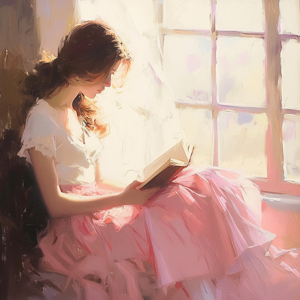 Woman Reading Book by Window Paint by Numbers