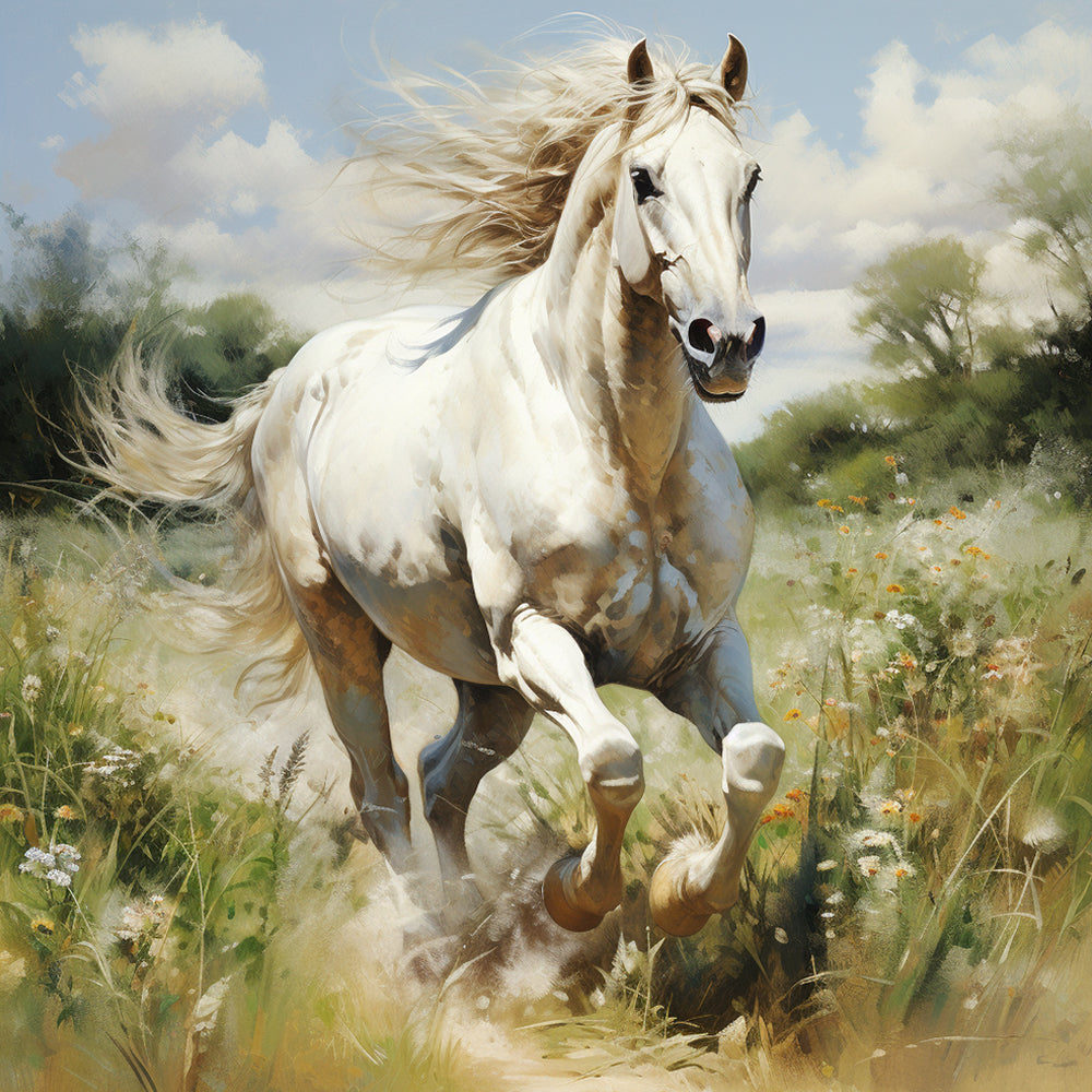 Running Horse on the Grass Paint by Numbers