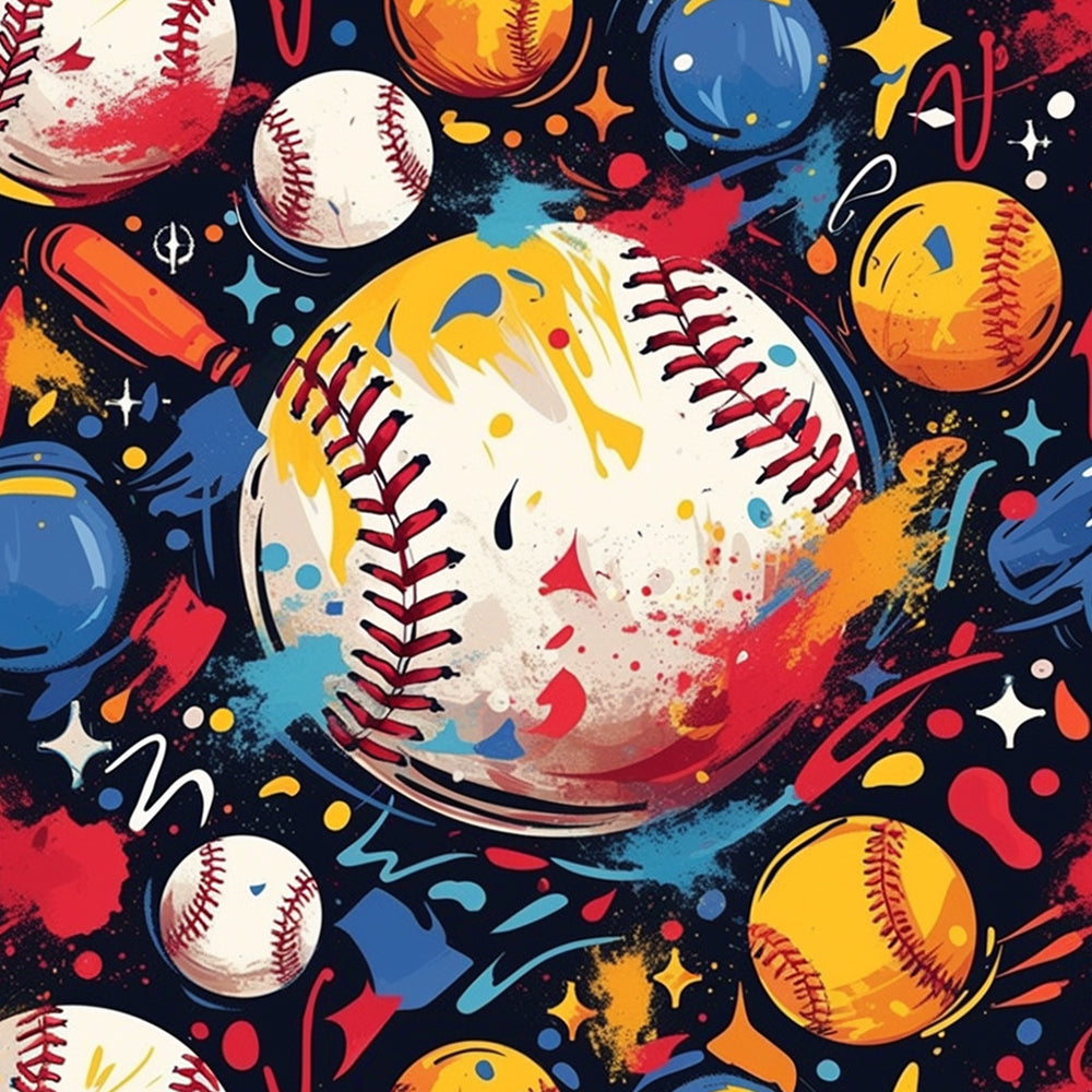 Baseballs and Graffiti Paint by Numbers