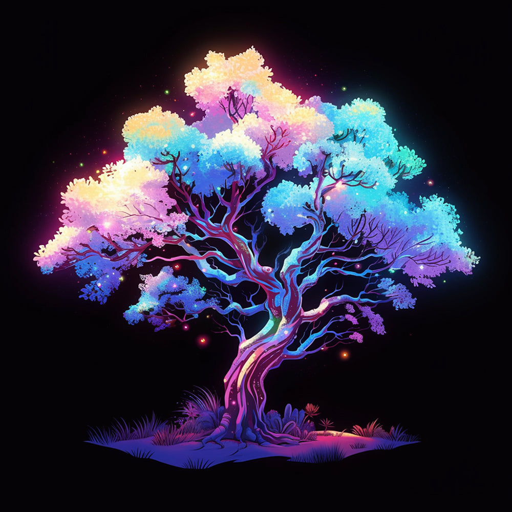 Colorful Glowing Tree Paint by Numbers