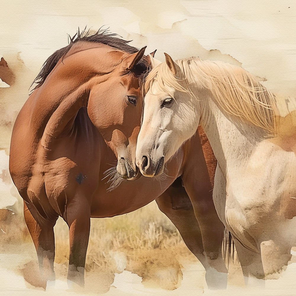 White and Brown Horses Paint by Numbers