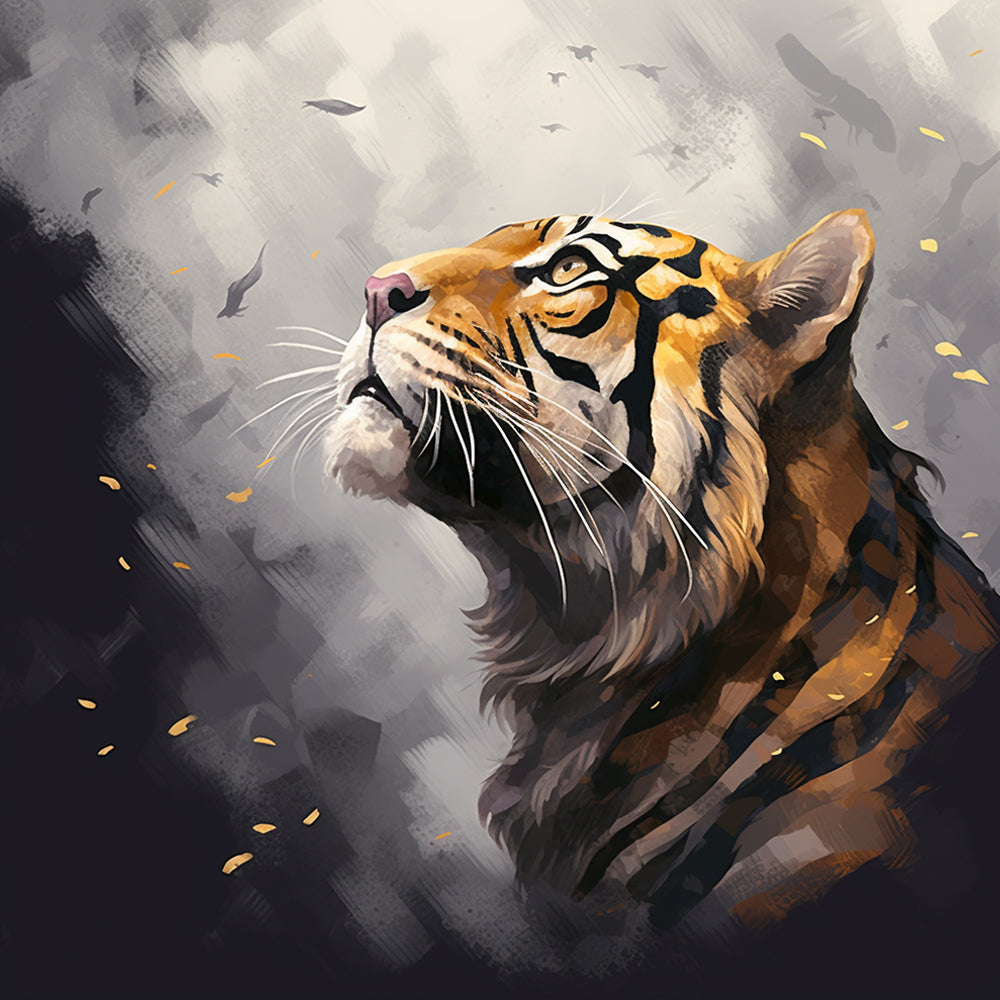 Tiger on Gray Background Paint by Numbers