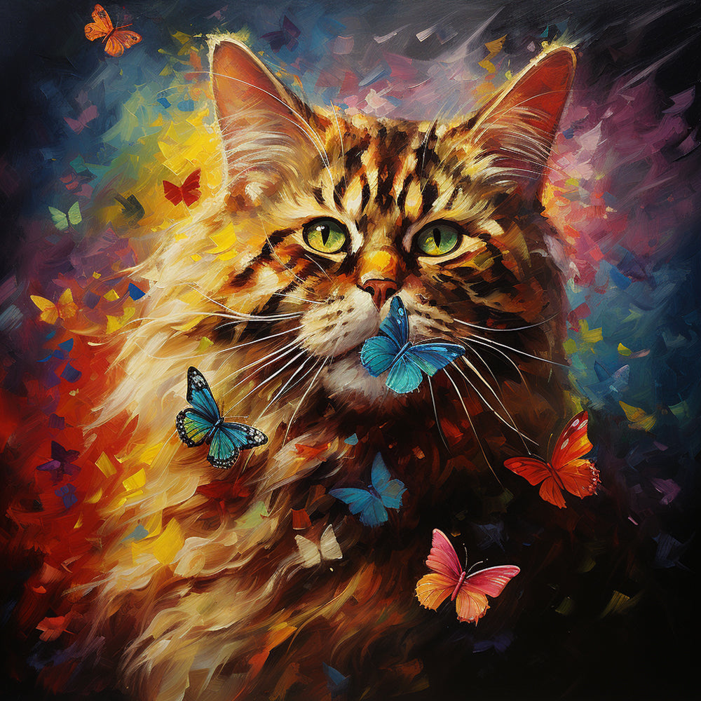 Cat and Butterflies Paint by Numbers