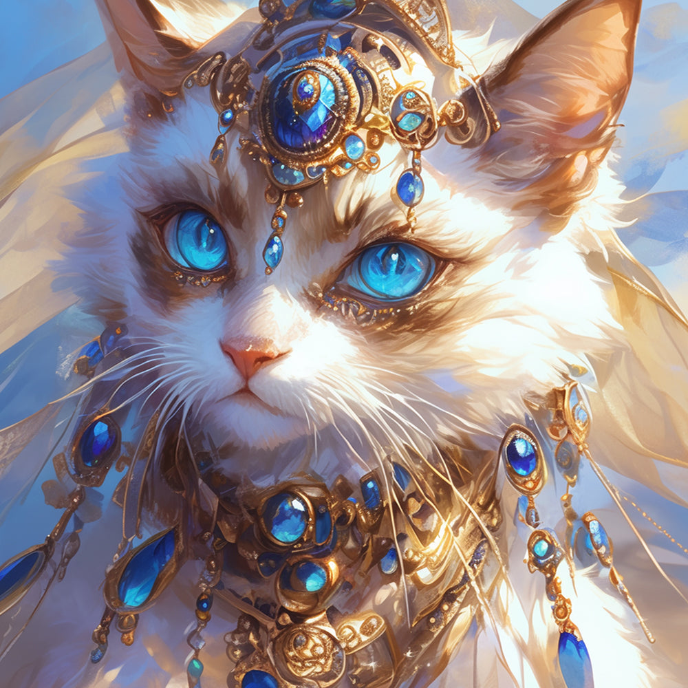 Elegant Cat with Blue Eyes Paint by Numbers