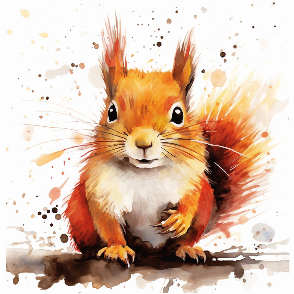 Watercolor Squirrel Paint by Numbers