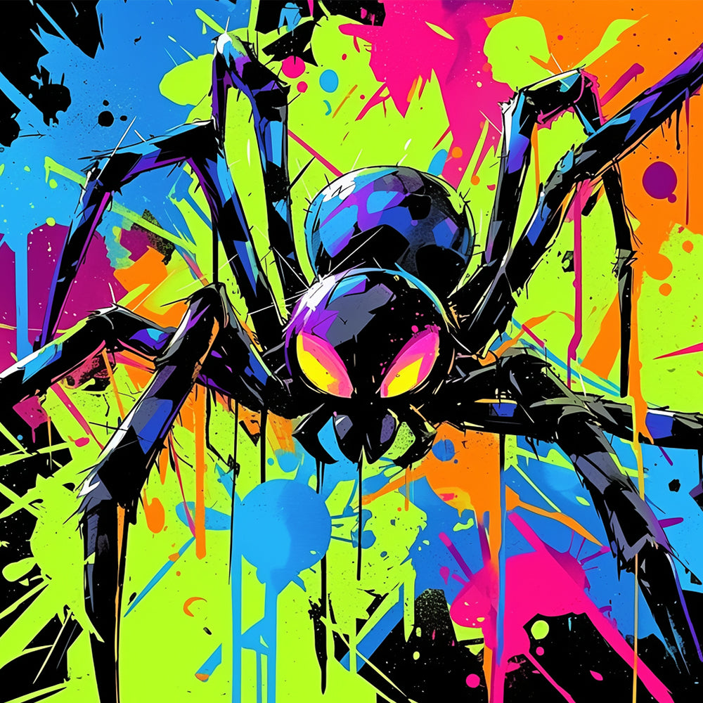 Black Spider Pop Art Paint by Numbers