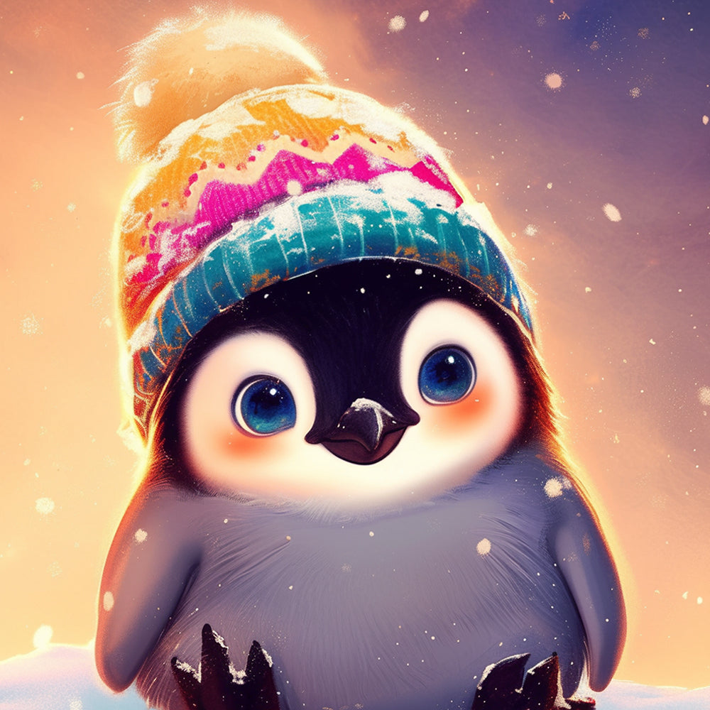 Baby Penguin Wearing a Hat Paint by Numbers