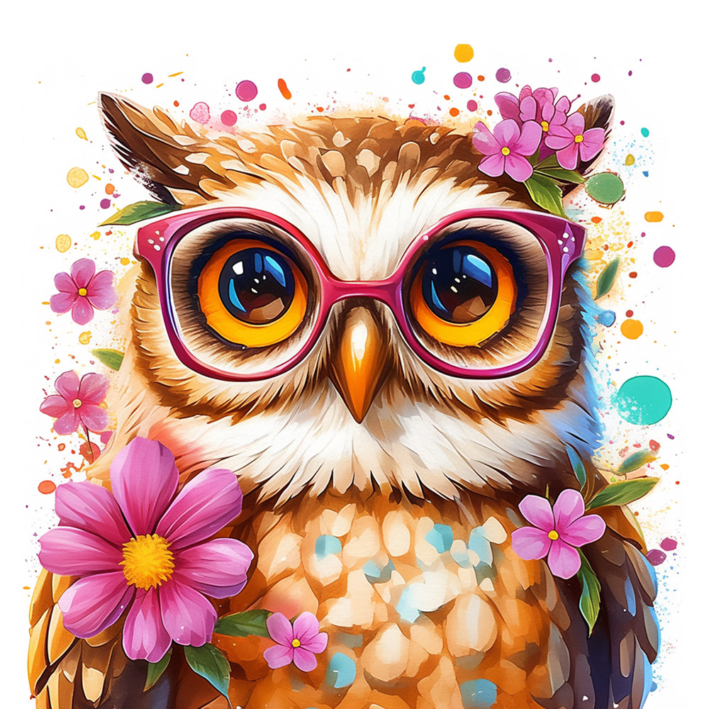 Owl with Glasses Paint by Numbers