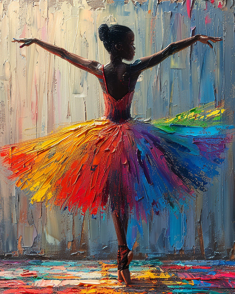 Ballet Dancer in Colorful Skirt Paint by Numbers