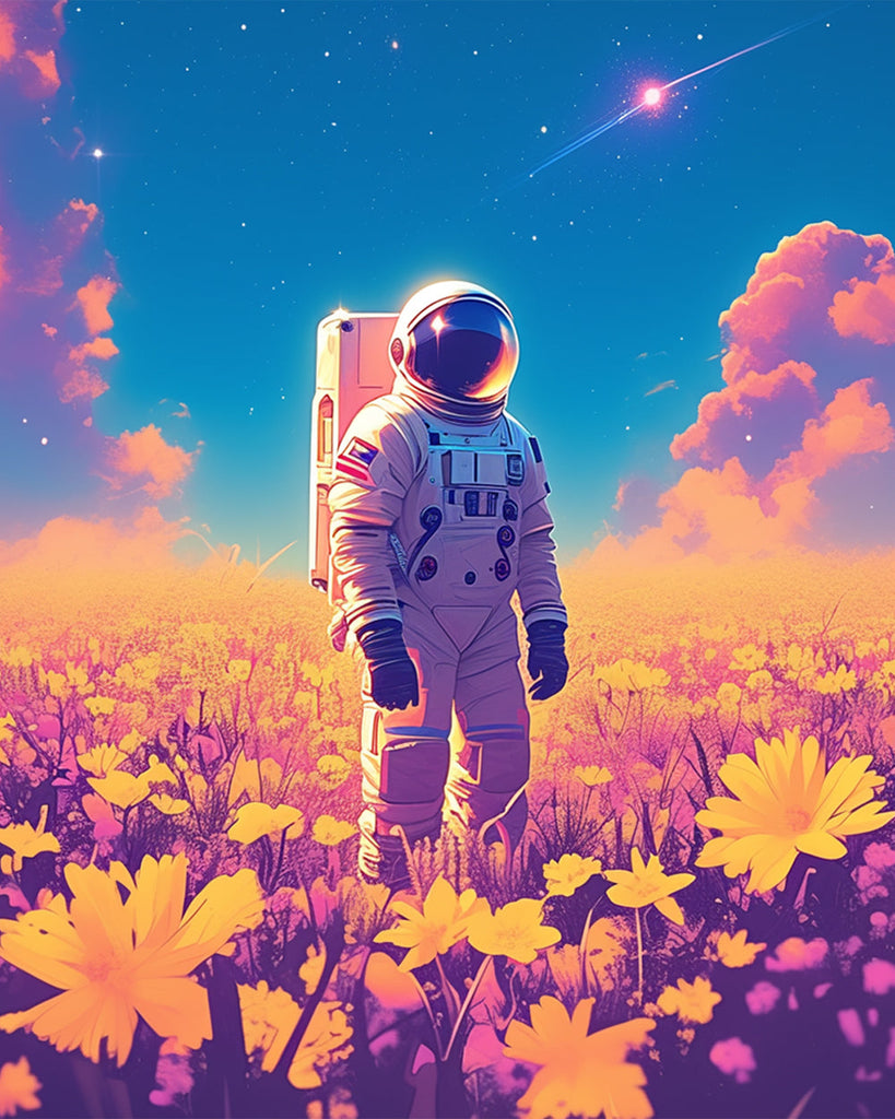 Flower Field and Astronaut Paint by Numbers