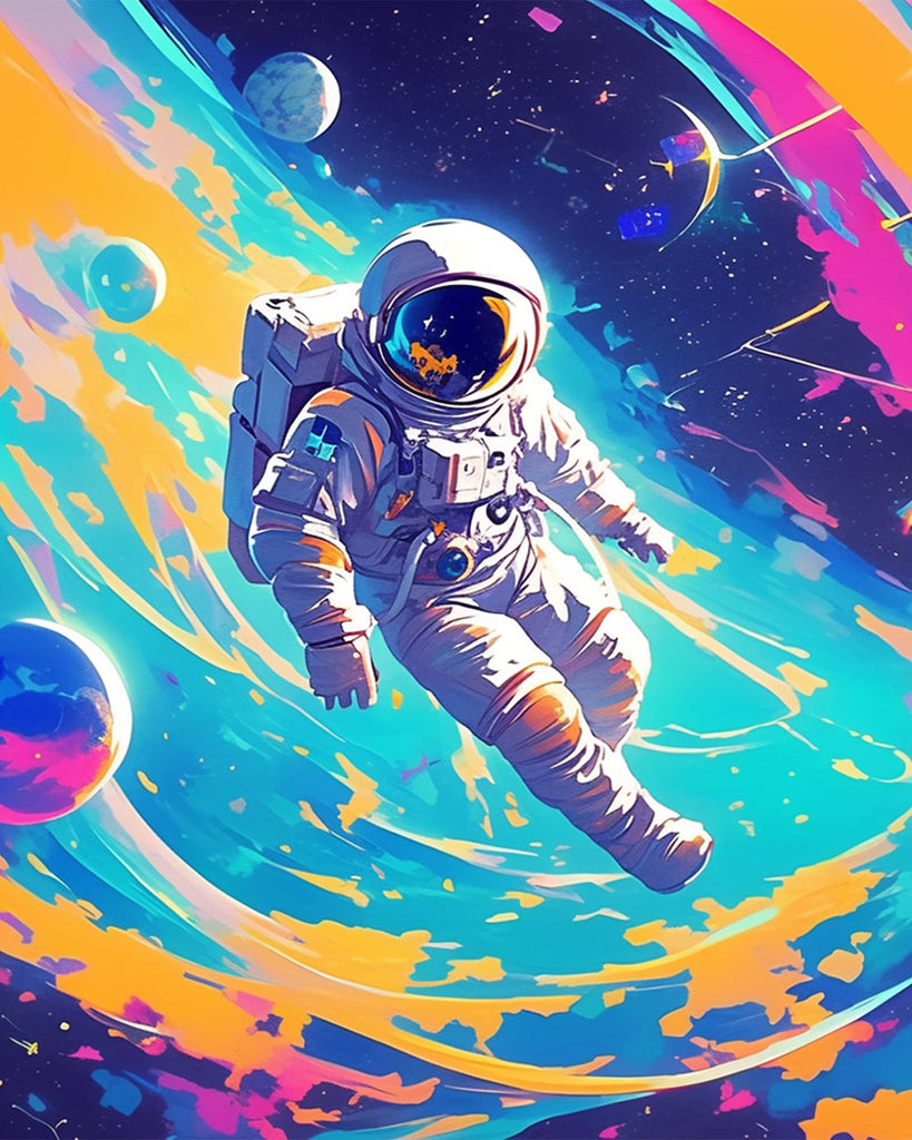 Astronaut and Colorful Space Paint by Numbers