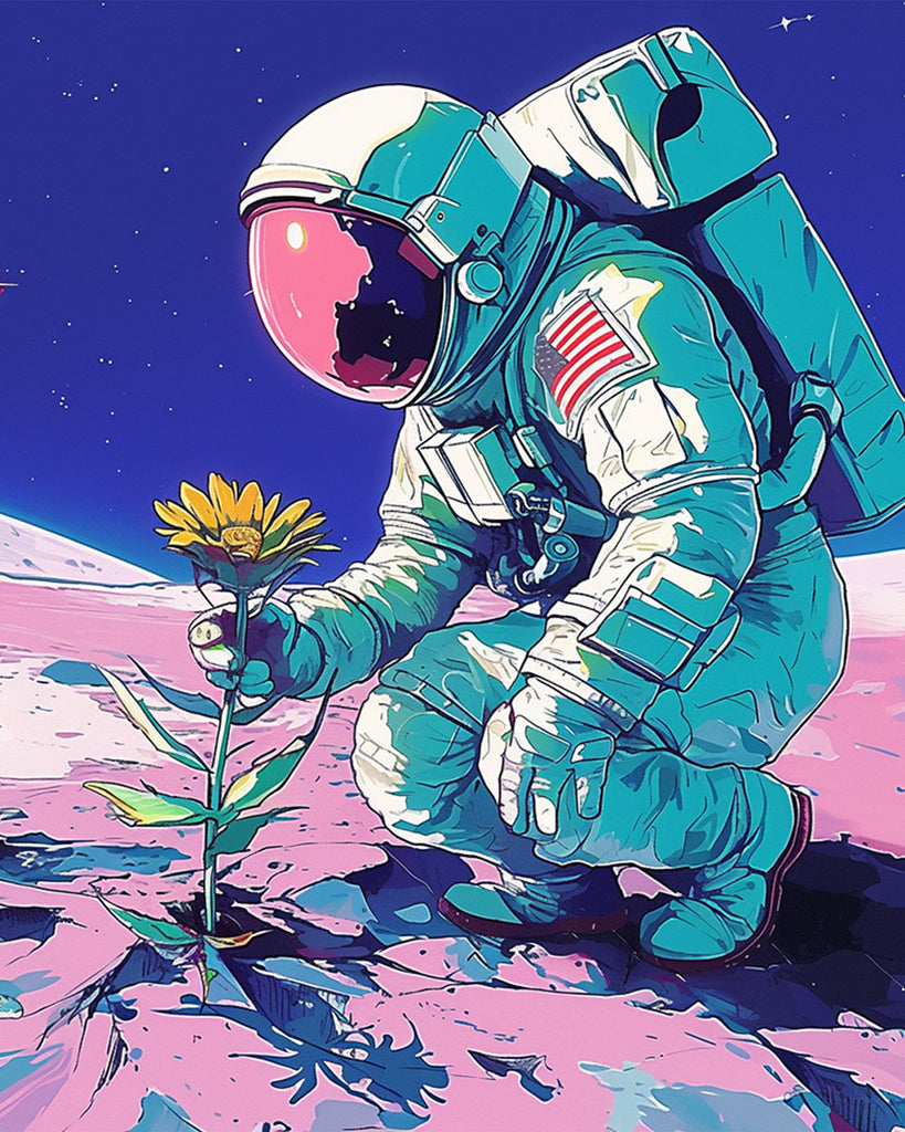 Astronaut and Sunflower Paint by Numbers