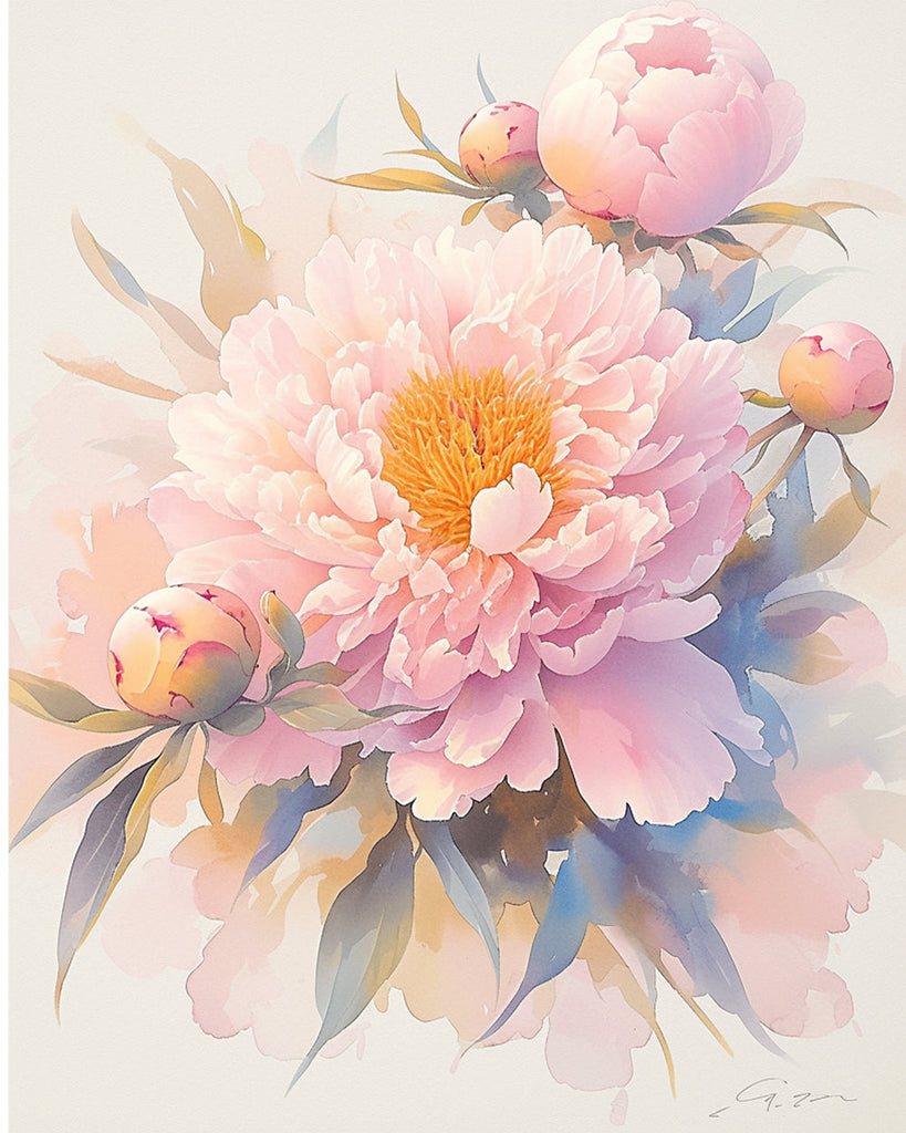 Pink Peonies Paint by Numbers