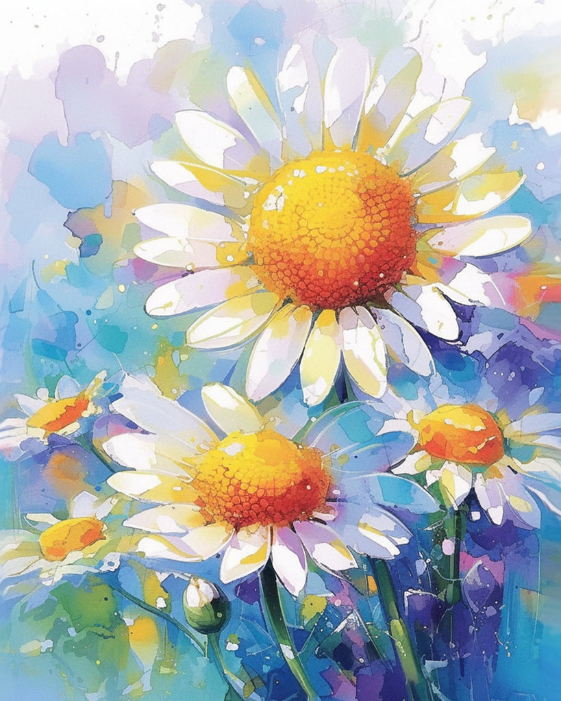 Chrysanthemum in Oil Painting Style Paint by Numbers