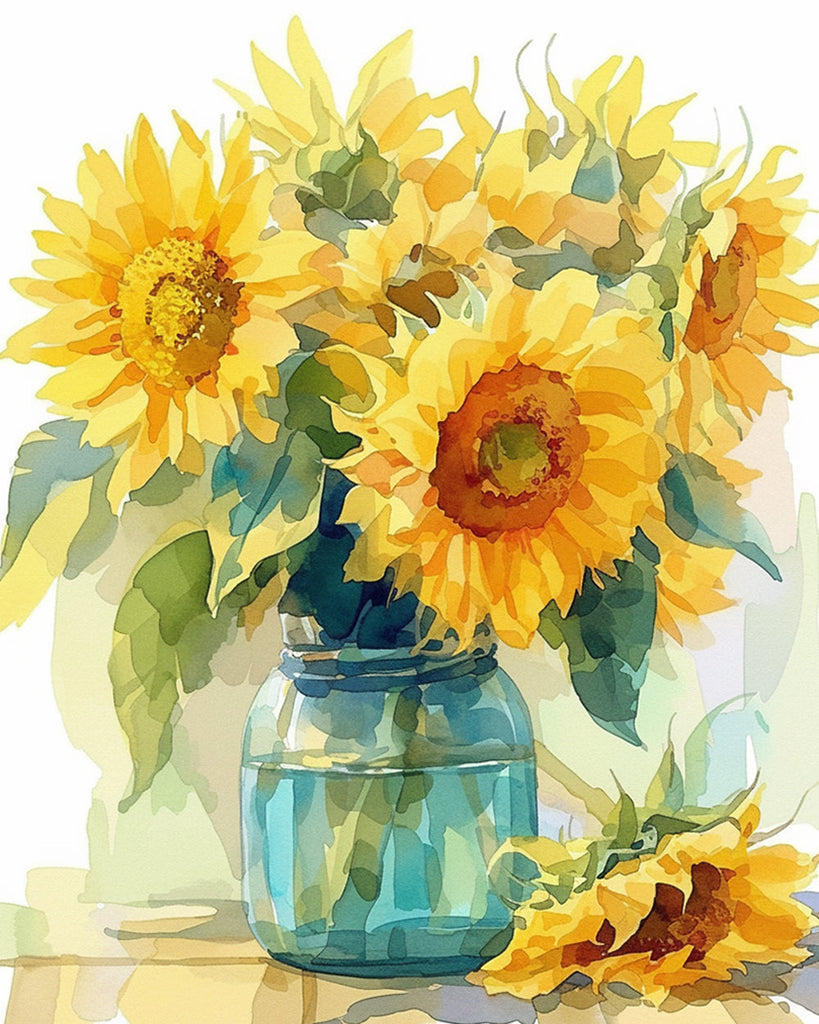 Sunflowers in the Bottle Paint by Numbers