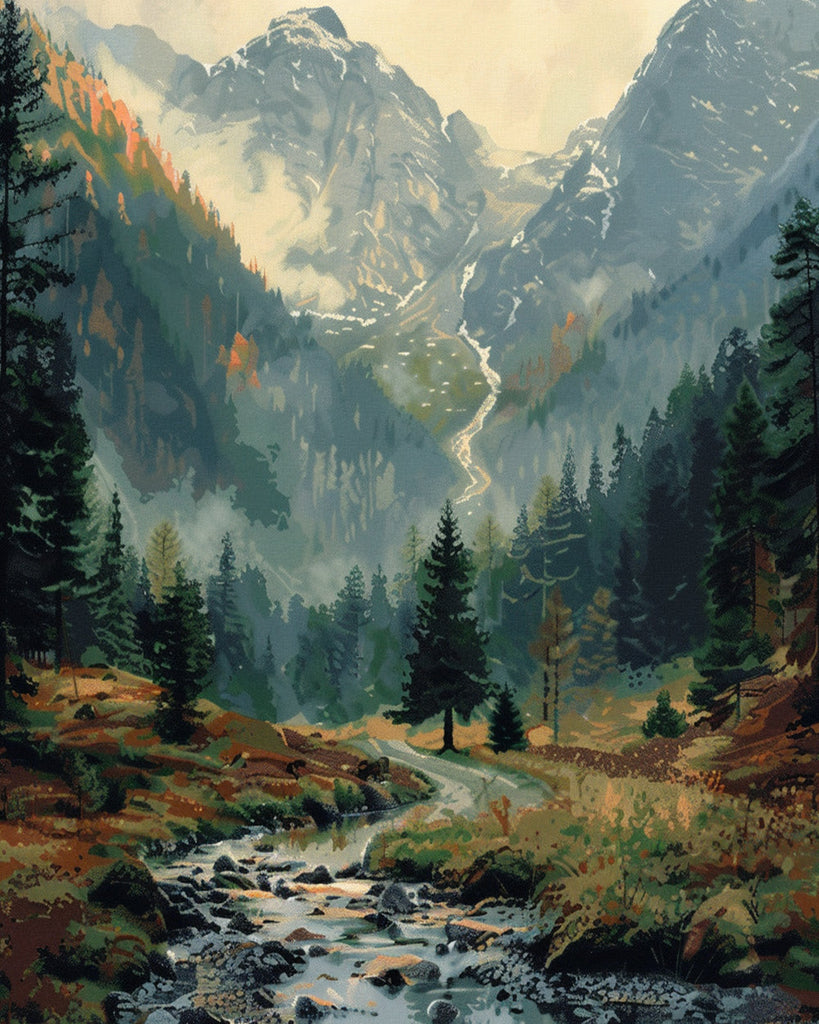 Quiet Mountain and Forest Paint by Numbers