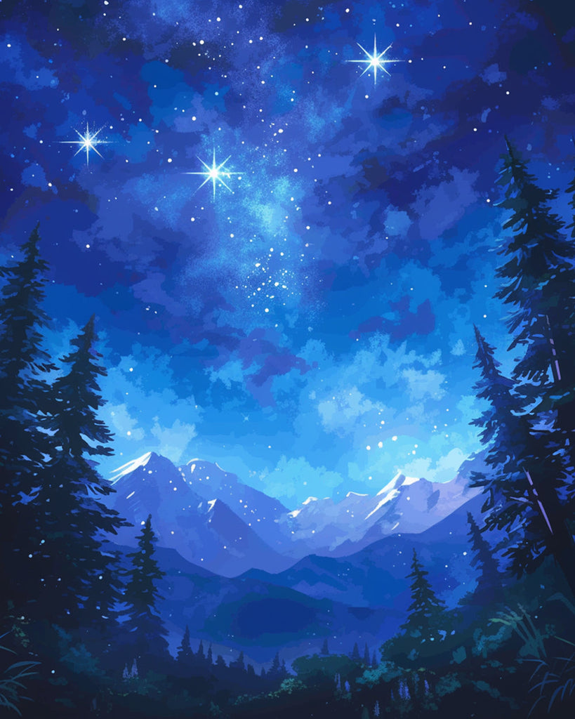 Forest and Starry Sky Paint by Numbers