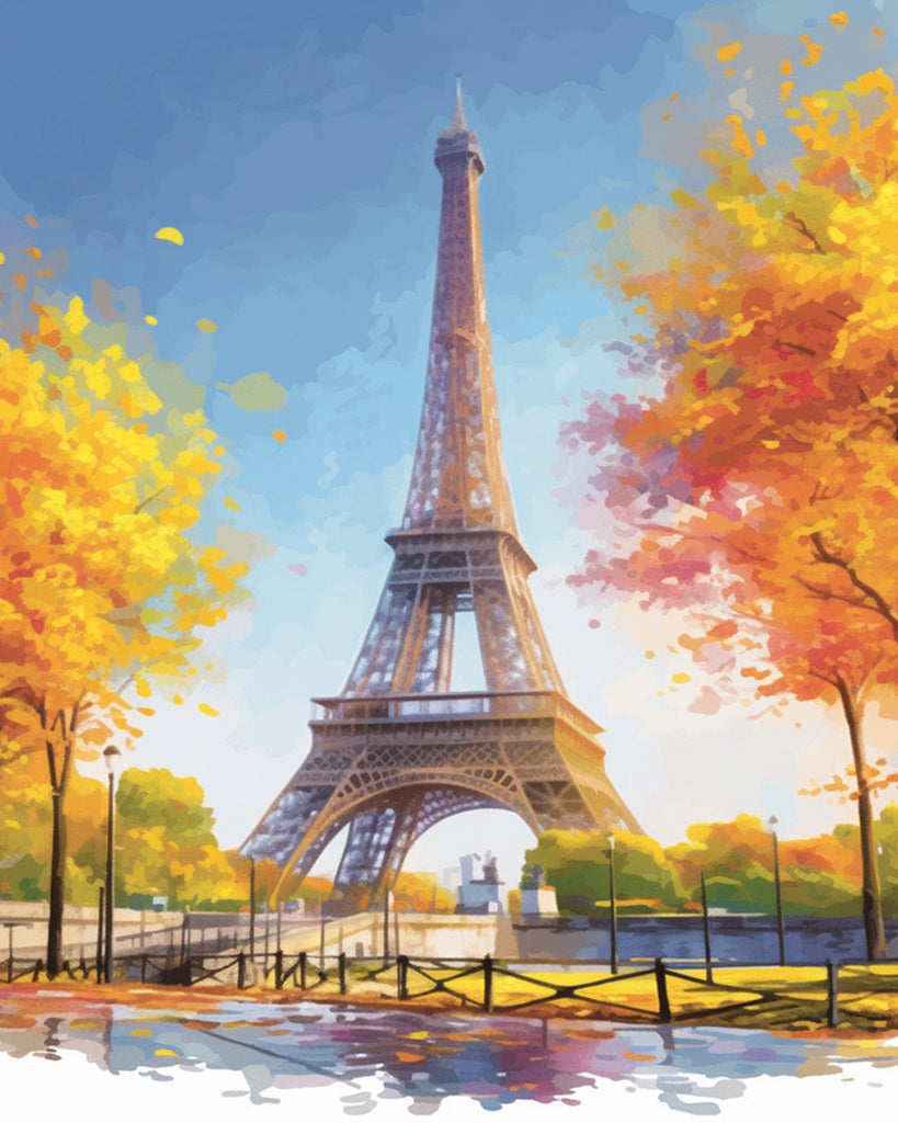 Autumn Eiffel Tower Paint by Numbers