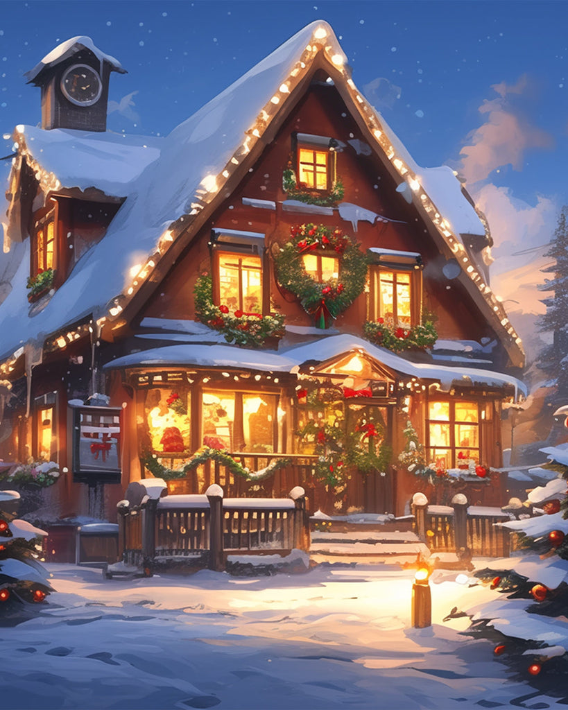 Villa with Christmas Atmosphere Paint by Numbers