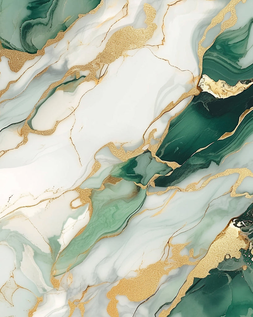 Abstract White Green Gold Paint by Numbers