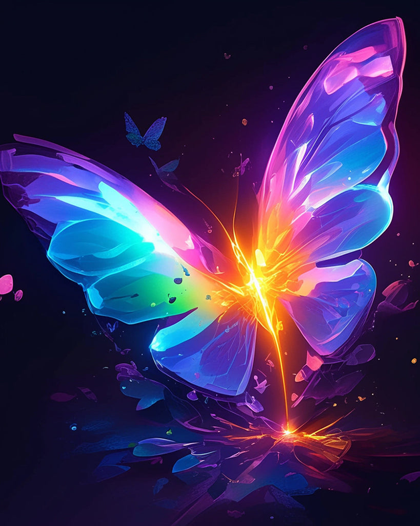 Purple Glowing Butterfly Paint by Numbers