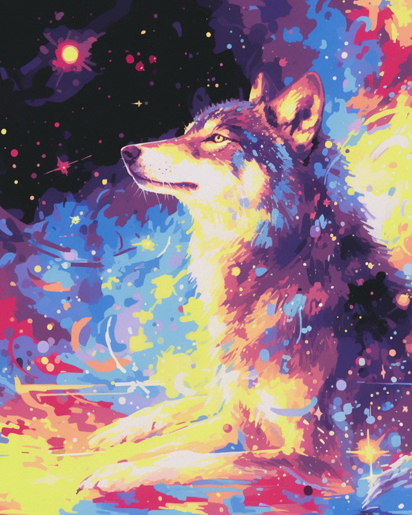 Watercolor Wolf Paint by Numbers