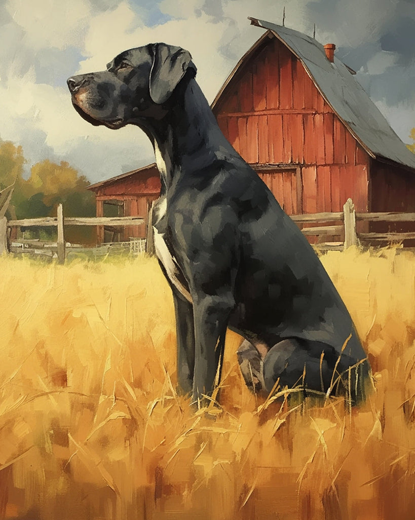 Black Dog on the Farm Paint by Numbers