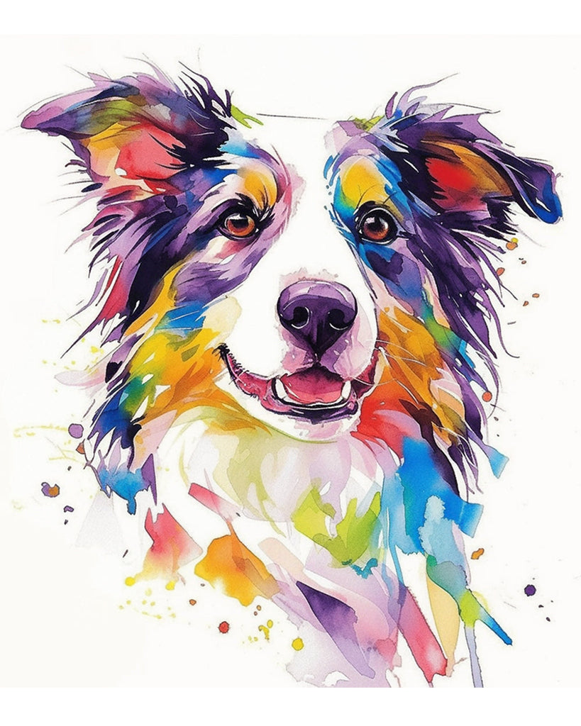 Watercolor Painting Border Collie Paint by Numbers