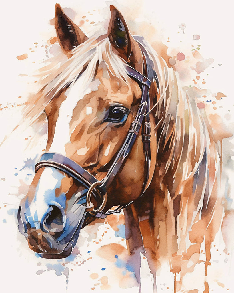 Horse in Watercolor Style Paint by Numbers