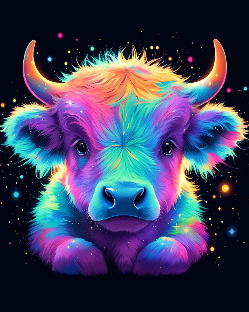 Colorful Highland Cow Paint by Numbers