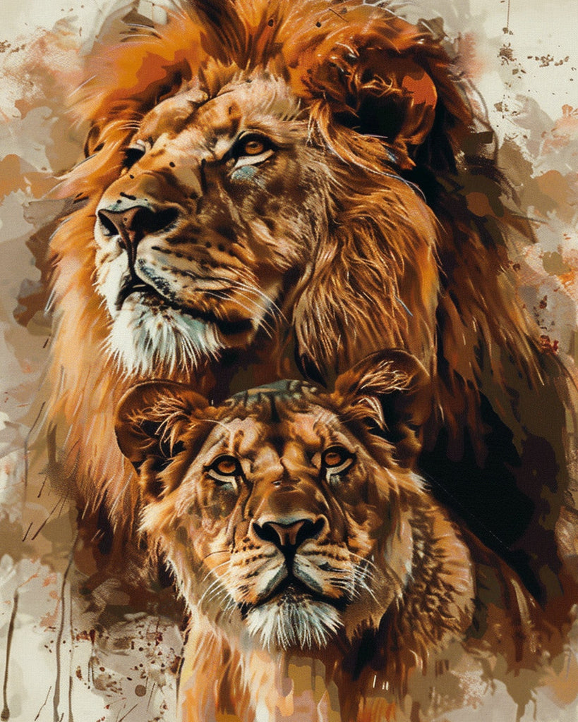 Watercolor Lions Paint by Numbers