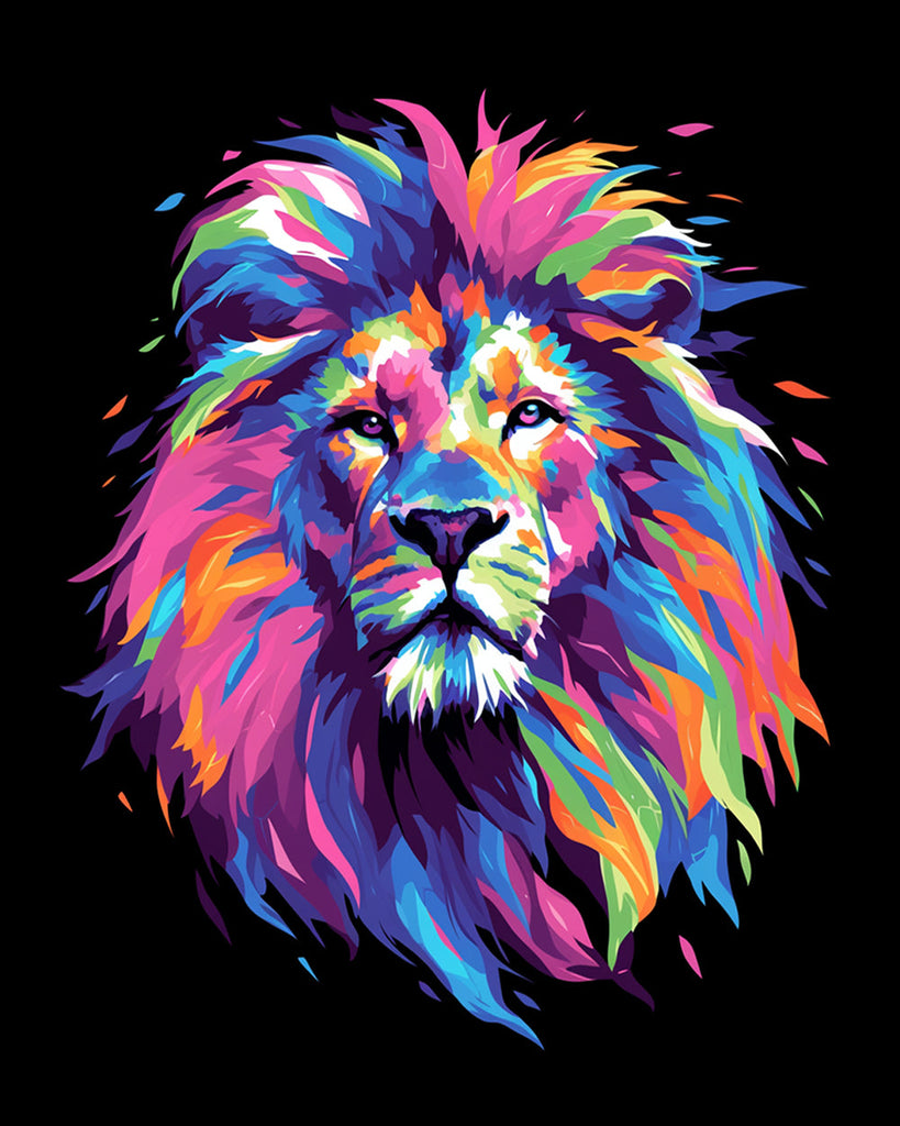 Colorful Lion Head Pop Art Paint by Numbers