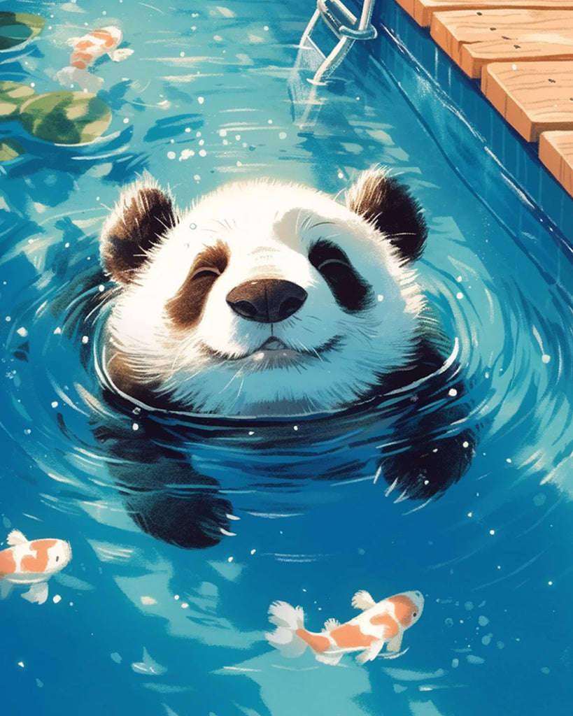 Panda in the Pool Paint by Numbers