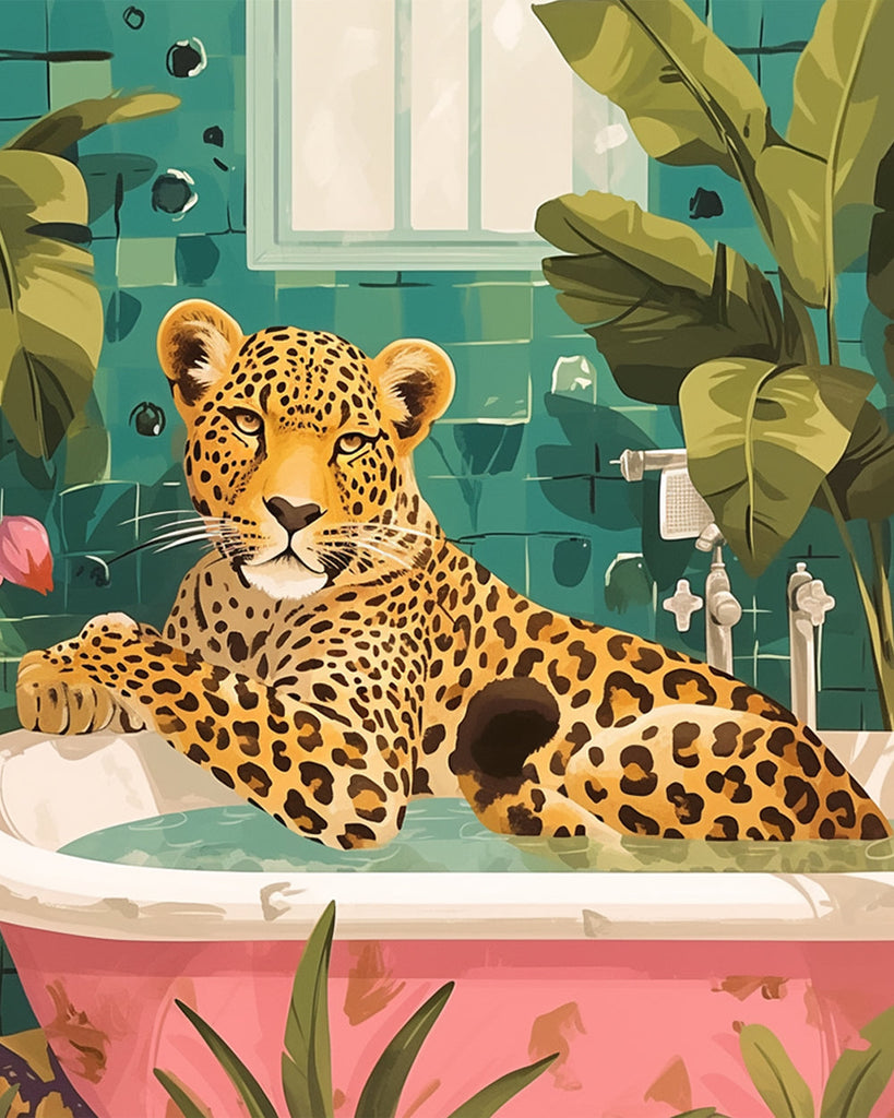 Leopard in the Bathtub Paint by Numbers