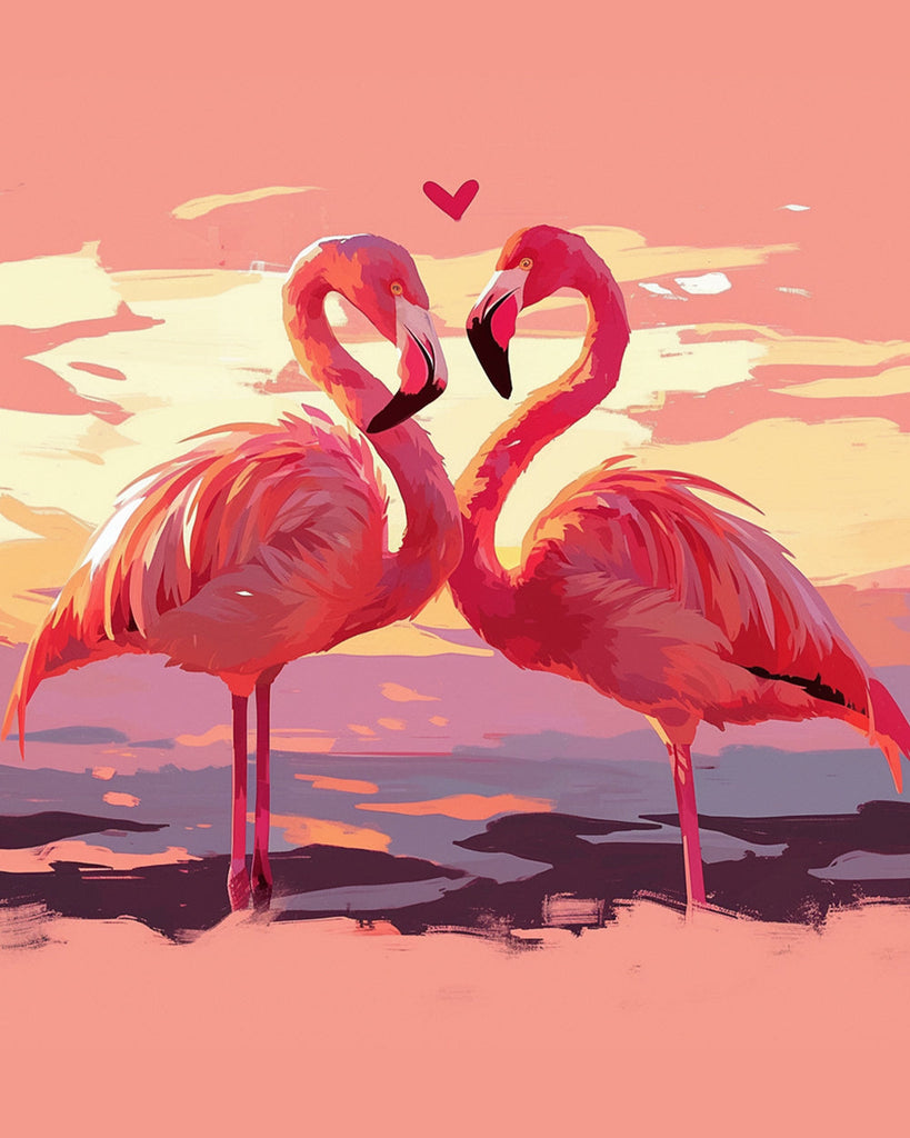 A Couple of Flamingos Paint by Numbers