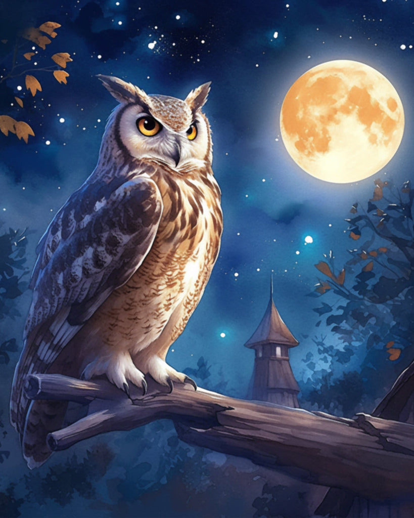 Owl and Moon Paint by Numbers