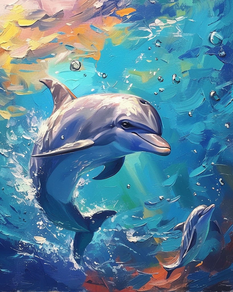 Watercolor Dolphin Paint by Numbers