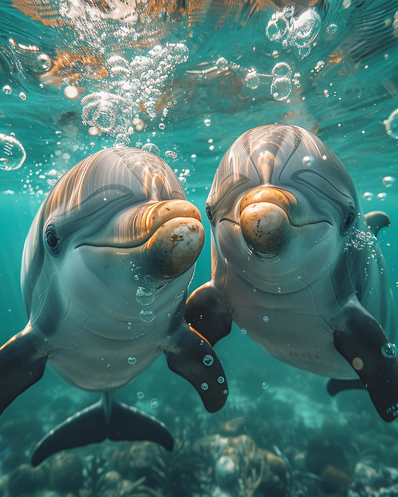 Dolphin Couple under the Sea Paint by Numbers