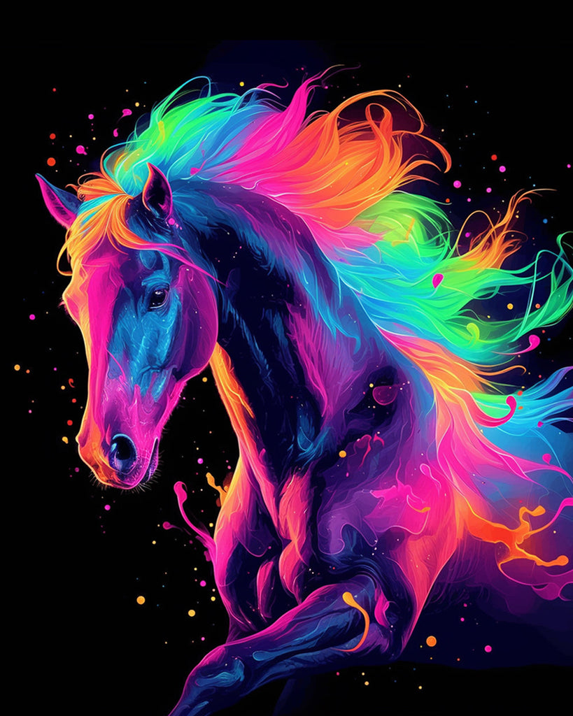 Horse with Colorful Hair Paint by Numbers