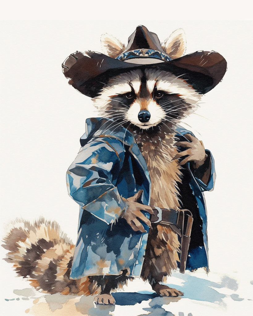 Handsome Raccoon in a Hat Paint by Numbers