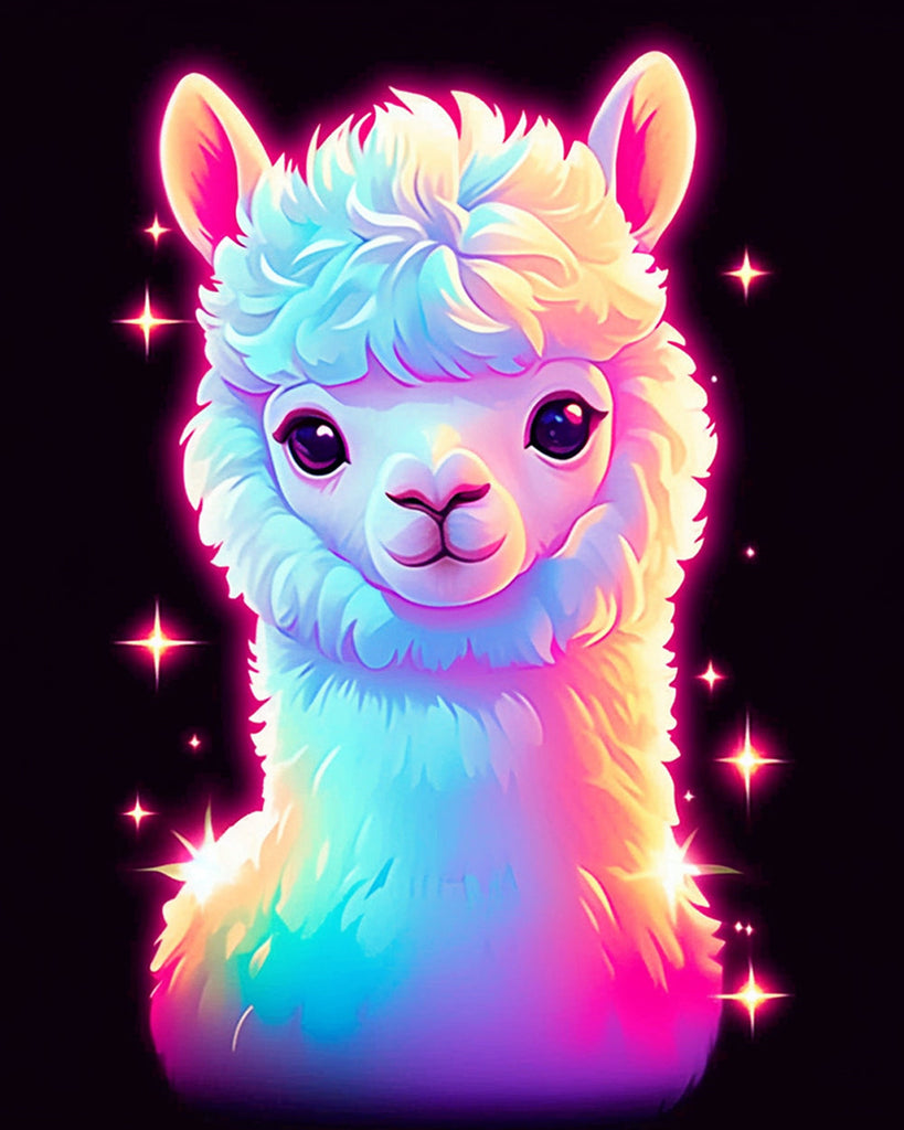 Cartoon Glowing Alpaca Paint by Numbers