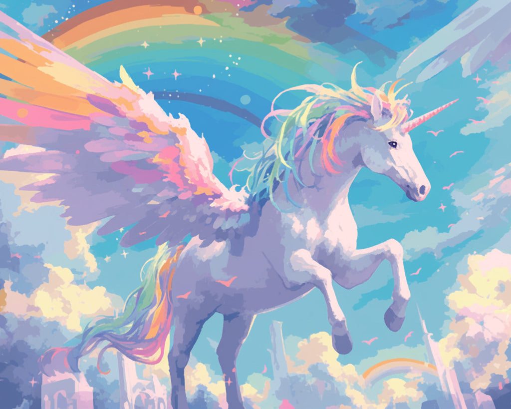 Unicorn with Wings and Rainbow Paint by Numbers