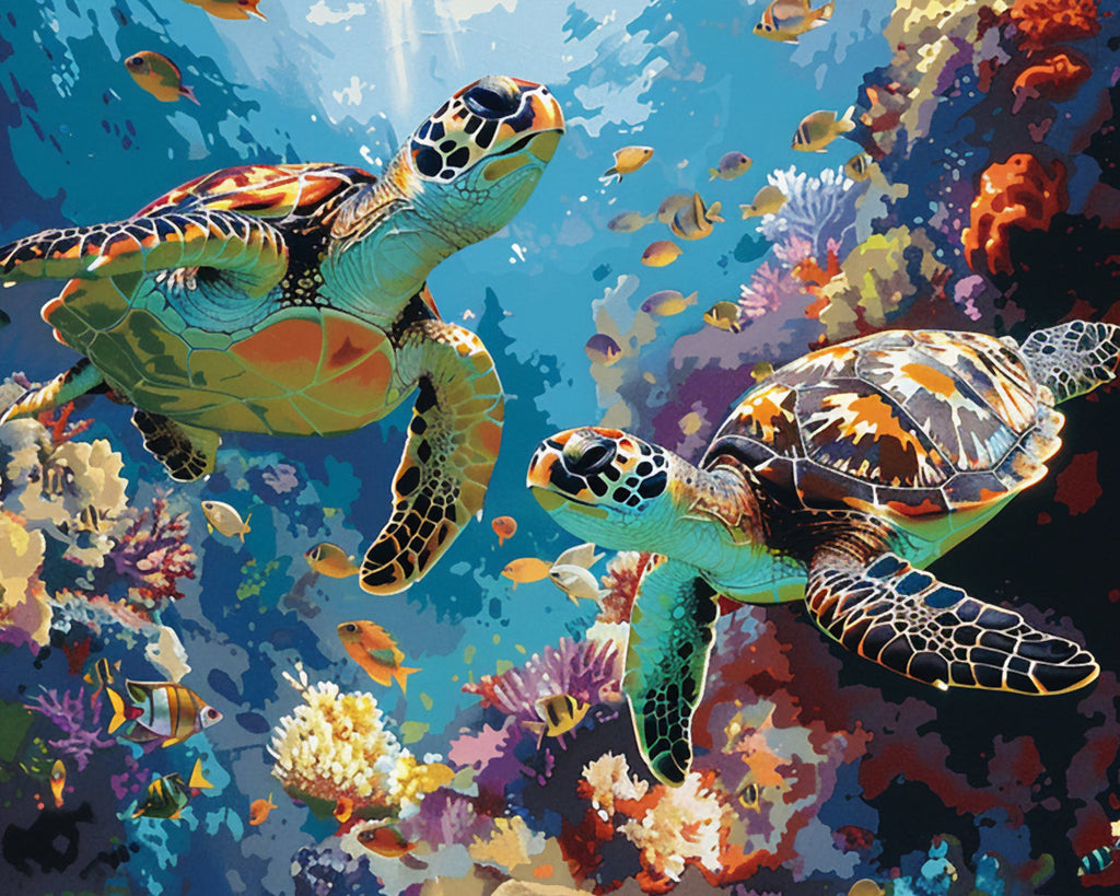 Turtles in the Sea Paint by Numbers