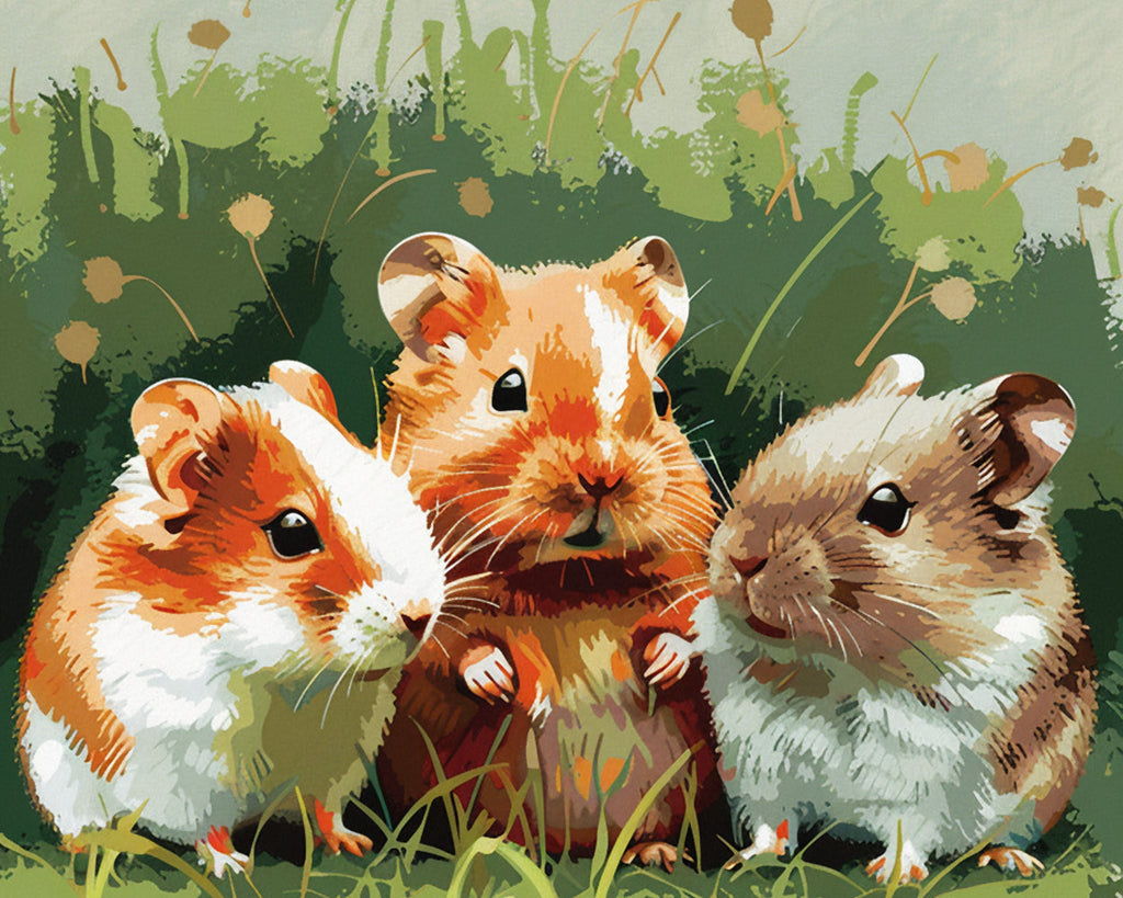 Three Cute Hamsters Paint by Numbers