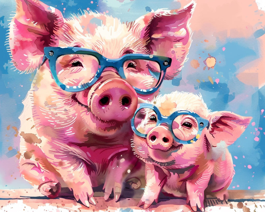 Pigs Wearing Glasses Paint by Numbers